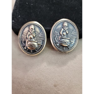 Picture Metal Brass? Child Caldrin Clip On Earrings